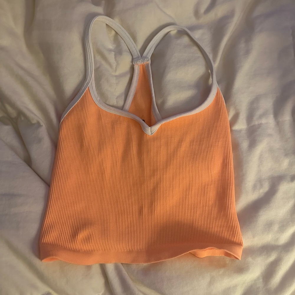 Orange Ribbed Tank Top